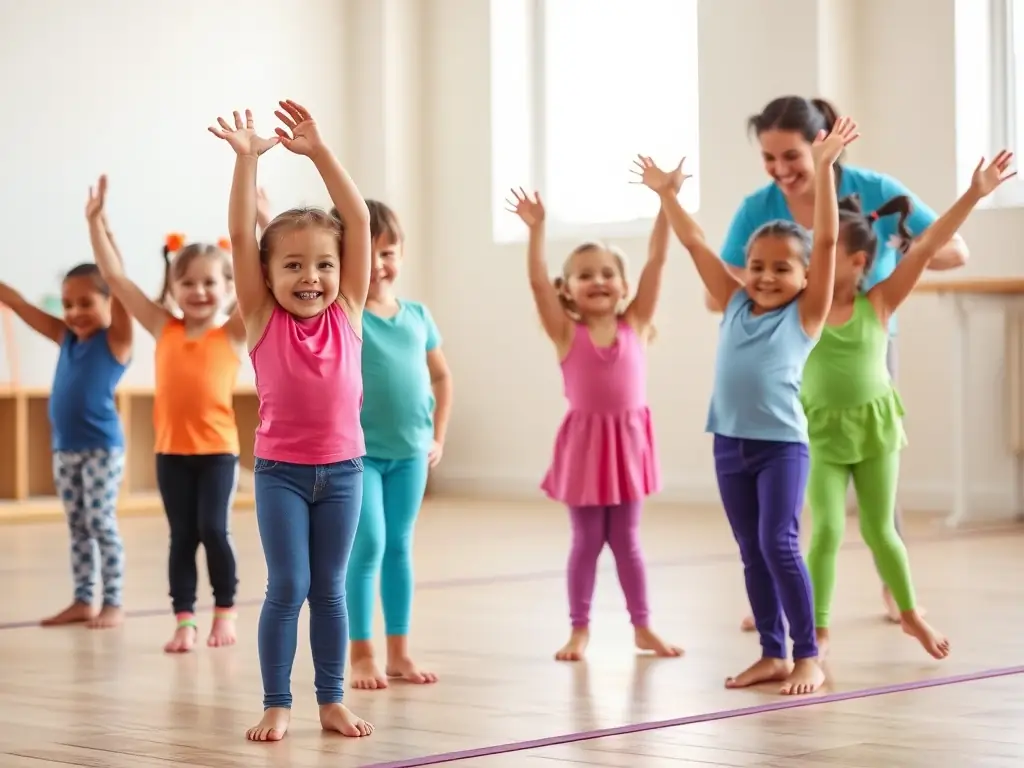 A photograph capturing the joyful expressions of participants during a gymnastics session, highlighting the positive impact on well-being and quality of life.